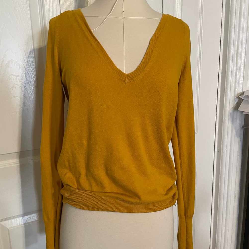 Mustard Yellow V-Neck Sweater 100% cotton